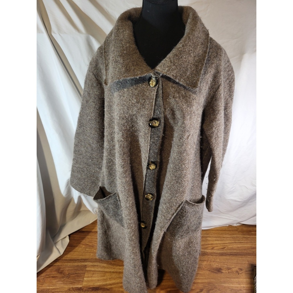 charlotte & louis wool Blend Brown Oversized Cardigan Jacket Size 48